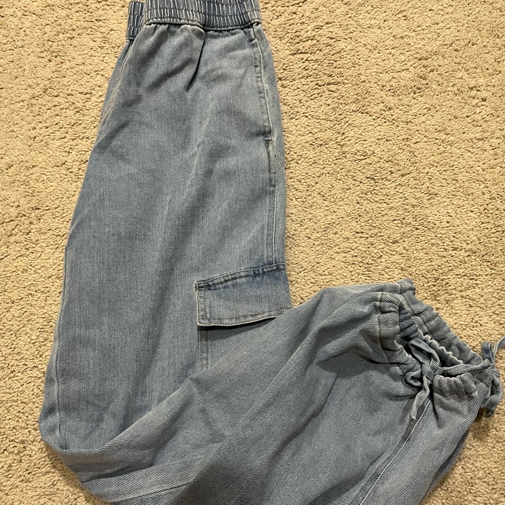 Denim Cargo Joggers